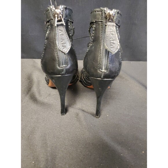 Alaia Paris Designer Laser Cut Stiletto Heel Black Sandals Bootie Sz 36/ US Sz 6 - Picture 5 of 8